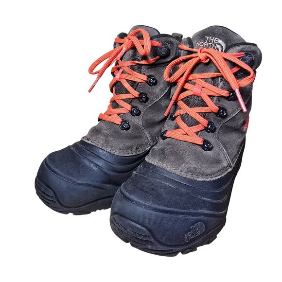 The North Face Youth Chillkat Waterproof Boots Size 2 Brown Lace Up Ankle Winter - Picture 1 of 8